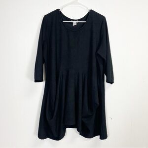 Sophia NYC Tunic Womens Large Black Textured Lagenlook Asymmetric
